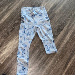 Fabletics Light Blue Tye-dye Capri yoga pants